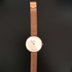 Skagen Karolina Rose Gold-Tone Steel-Mesh Watch